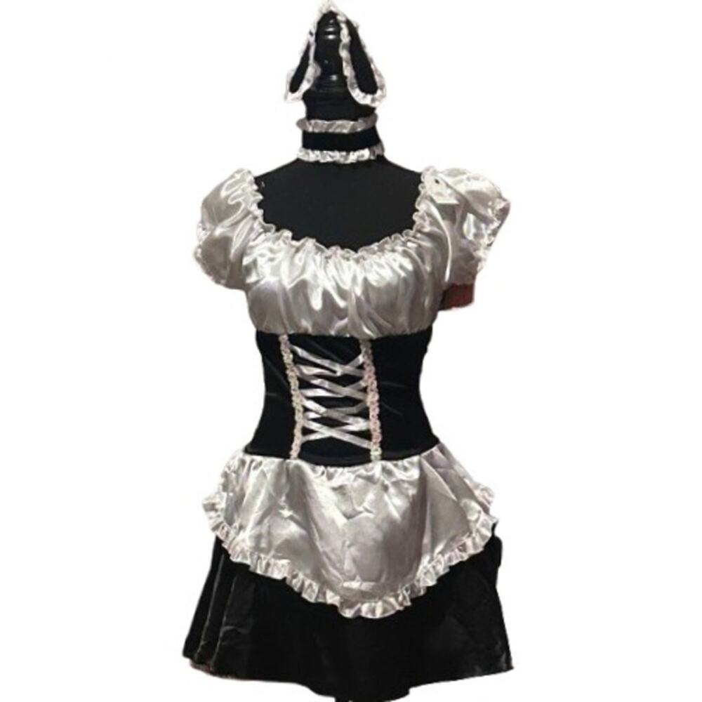 NWT! SEXY FRENCH MAID COSTUME & SPIRIT HALLOWEEN THIGH HIGHS - MEDIUM (8 - 10)